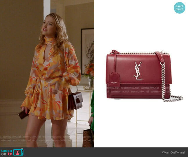Saint Laurent Sunset Medium Leather Shoulder Bag worn by Kirby Anders (Maddison Brown) on Dynasty