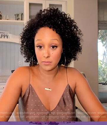 Tamera’s brown polka dot cami on The Real