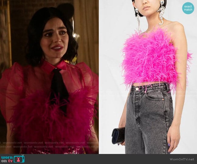 The Attico Feather Cropped Top worn by Katy Keene (Lucy Hale) on Katy Keene