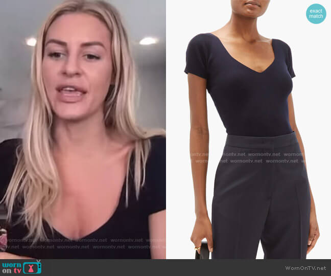 The Row Tain Ribbed Wool-Blend Top worn by Morgan Stewart on E! News