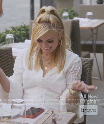 Tinsley’s white lace cutouts dress on The Real Housewives of New York City