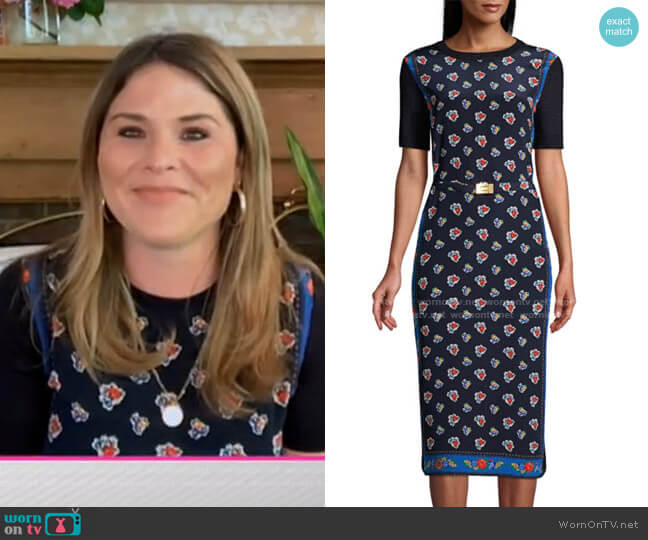 Tory Burch Floral Merino Wool Sheath Dress worn by Jenna Bush Hager on Today