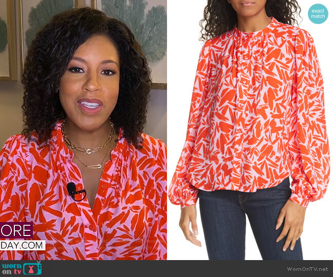 Veronica Beard Ashlynn Graphic Silk Blend Blouse worn by Sheinelle Jones on Today