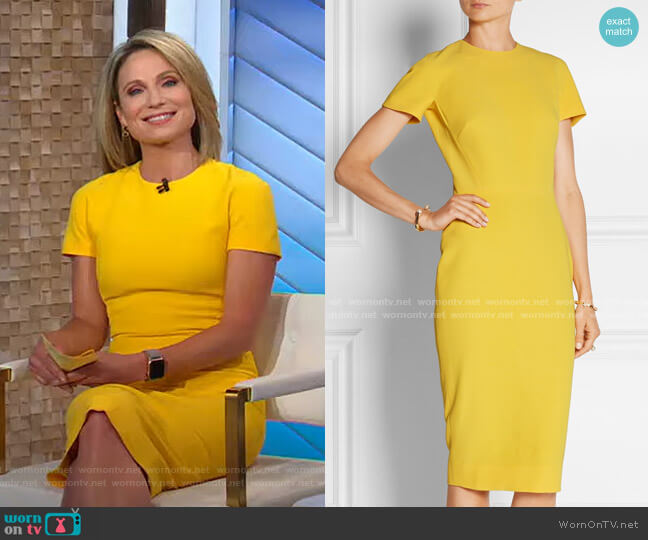 Victoria Beckham Silk and Wool Blend Crepe Dress worn by Amy Robach on Good Morning America