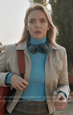 Villanelle’s blue turtleneck sweater on Killing Eve