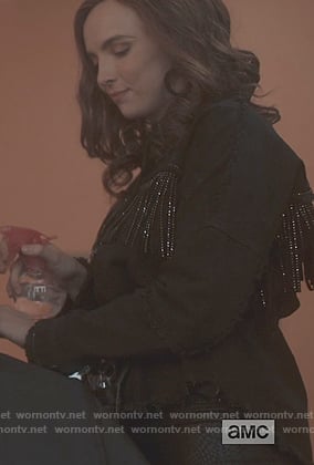 Villanelle black fringe jacket on Killing Eve