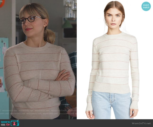 Vince Cashmere Striped Sweater worn by Kara Danvers (Melissa Benoist) on Supergirl