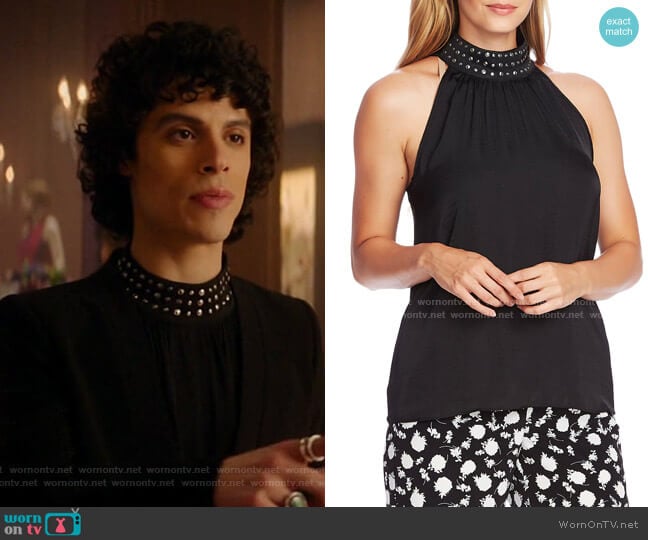 Vince Camuto Stud Detail Mock Neck Sleeveless Blouse worn by Jorge Lopez (Jonny Beauchamp) on Katy Keene