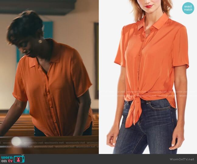 Vince Camuto Tie-Front Blouse worn by Helen Decatur (Heather Headley) on Sweet Magnolias