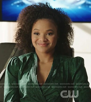 Vanessa’s green wrap dress on Dynasty