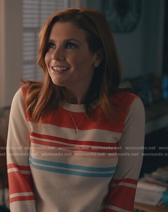 Maddie’s white striped sweatshirt on Sweet Magnolias
