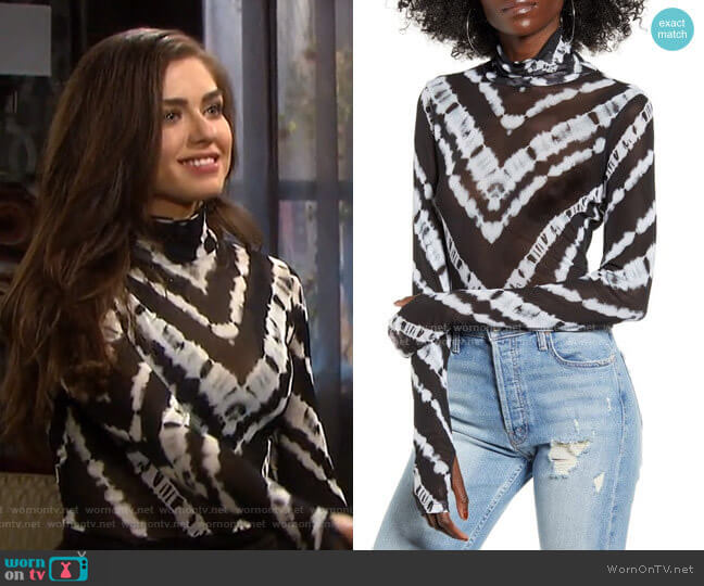 AFRM Zadie Semi Sheer Turtleneck worn by Ciara Brady (Victoria Konefal) on Days of our Lives