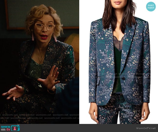 Zadig & Voltaire Viking Mixed-Print Jacquard Blazer worn by Pepper Smith (Julia Chan) on Katy Keene
