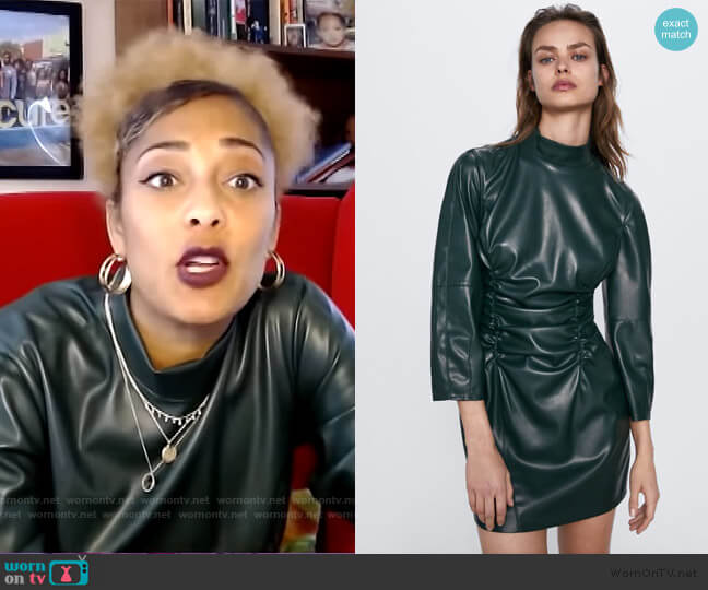 Zara Faux Leather Draped Dress worn by Amanda Seales on The Real
