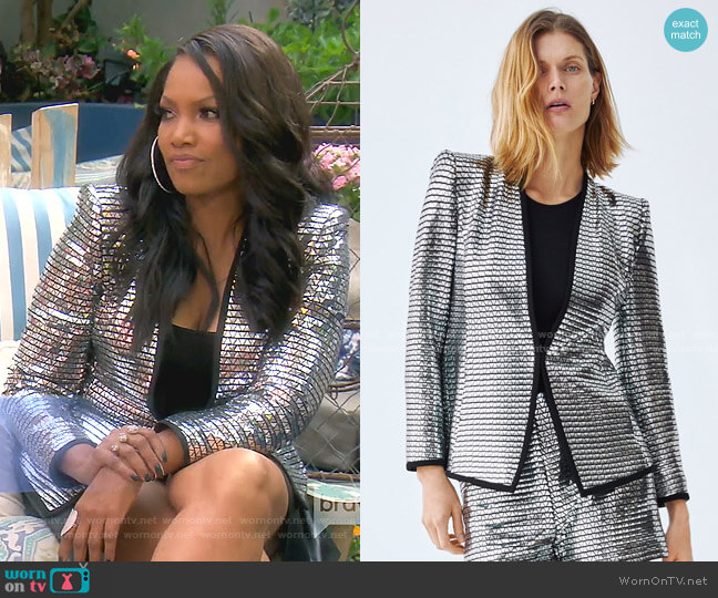 Zara Shimmery Blazer worn by Garcelle Beauvais on The Real Housewives of Beverly Hills
