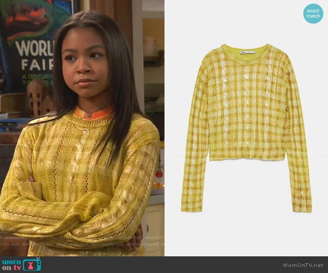 Zara Metallic Cable Knit Sweater worn by Nia Baxter (Navia Robinson) on Ravens Home