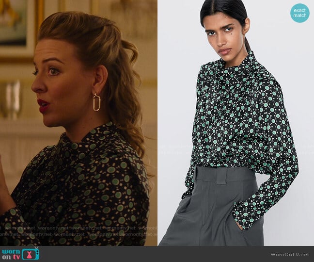 Zara Printed Blouse worn by Amanda (Helene Yorke) on Katy Keene