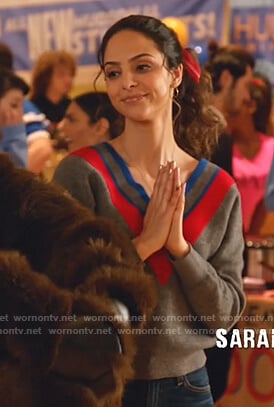 Sari’s grey varsity sweater on Legends of Tomorrow