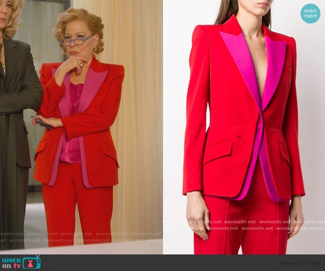 Alexander McQueen Colorblock Blazer worn by Hadassah Gold (Bette Midler) on The Politician