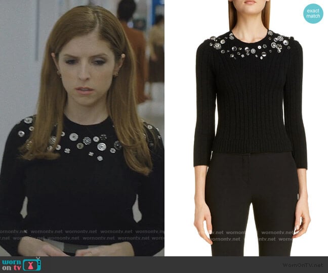 Alexander McQueen Button Detail Wool Blend Sweater worn by Darby (Anna Kendrick) on Love Life