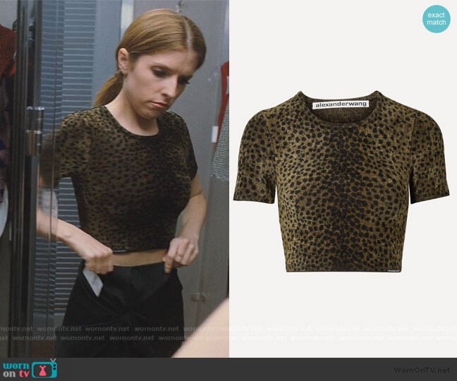 Alexander Wang Cropped animal-print chenille top worn by Darby (Anna Kendrick) on Love Life