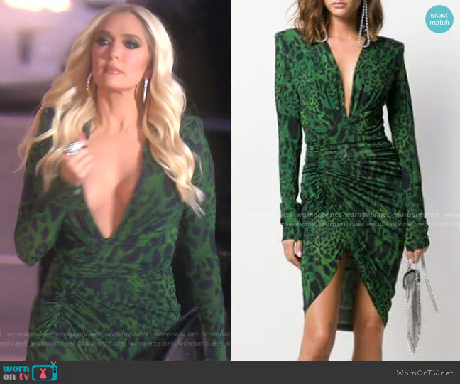 Alexandre Vauthier Animal Print Ruched Dress worn by Erika Jayne on The Real Housewives of Beverly Hills