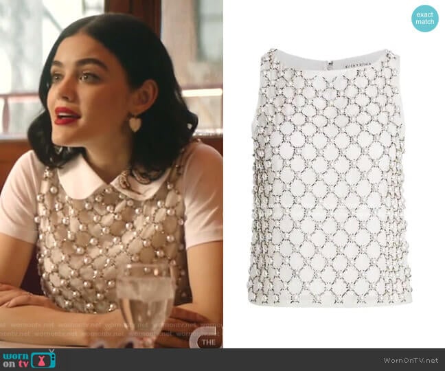 Alice + Olivia Amal Embellished Top worn by Katy Keene (Lucy Hale) on Katy Keene