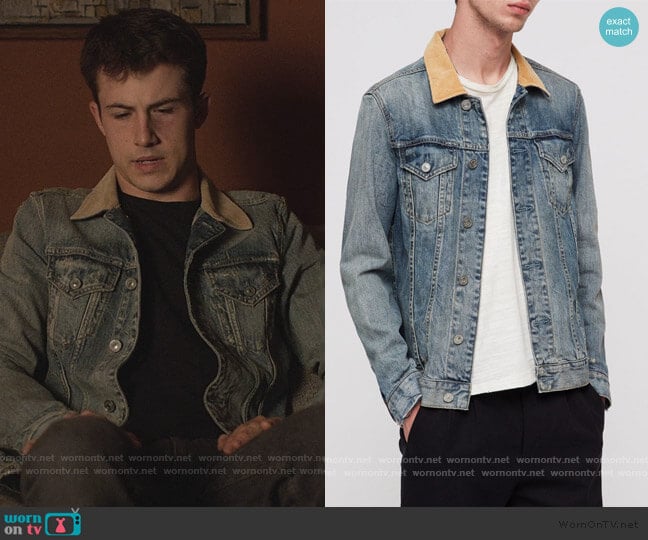 All Saints Dexter Denim Jacket worn by Clay Jensen (Dylan Minnette) on 13 Reasons Why
