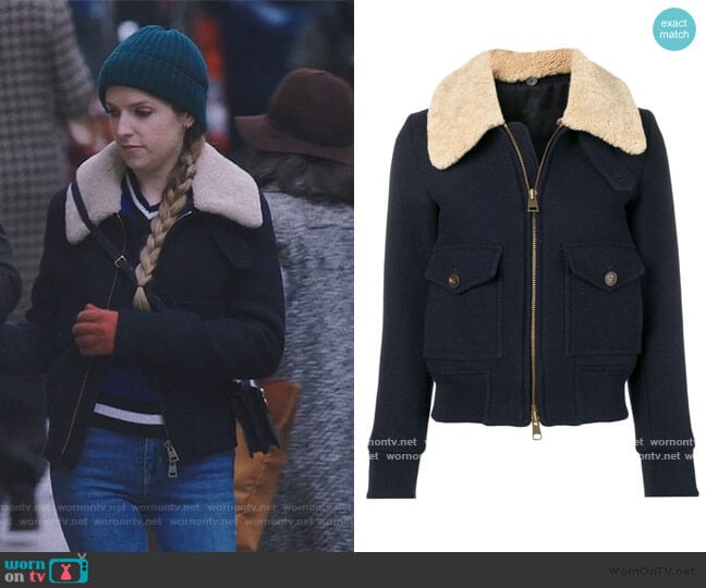 Ami Zipped Jacket With Shearling Collar worn by Darby (Anna Kendrick) on Love Life