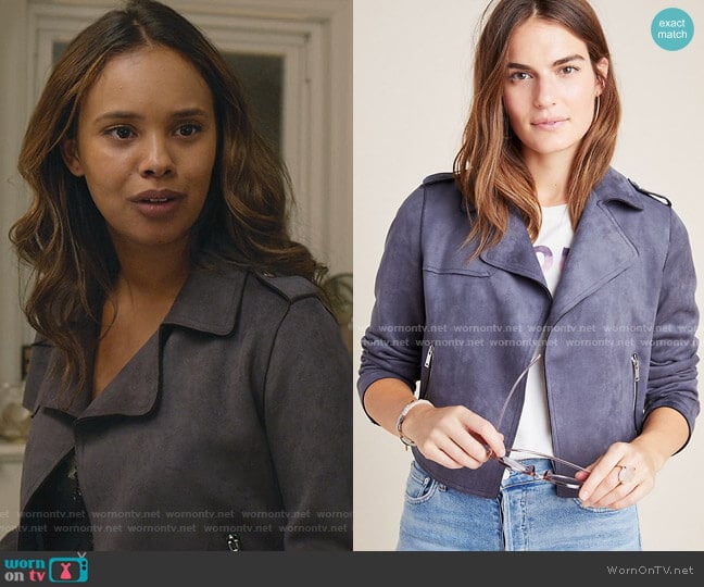 Anthropologie Expressway Moto Jacket worn by Jessica Davis (Alisha Boe) on 13 Reasons Why