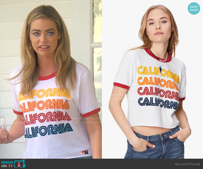 Aviator Nation Cali Repeat Boyfriend Ringer Tee worn by Denise Richards on The Real Housewives of Beverly Hills