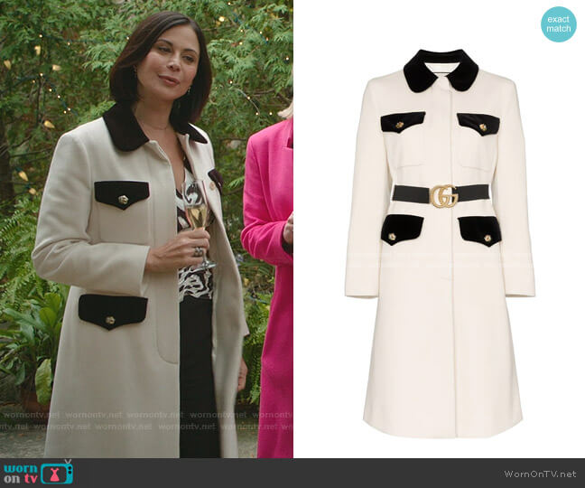 Gucci Belted Wool Coat worn by Cassandra Nightingale (Catherine Bell) on Good Witch