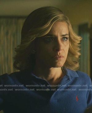 Betty’s blue knit polo shirt on Dirty John