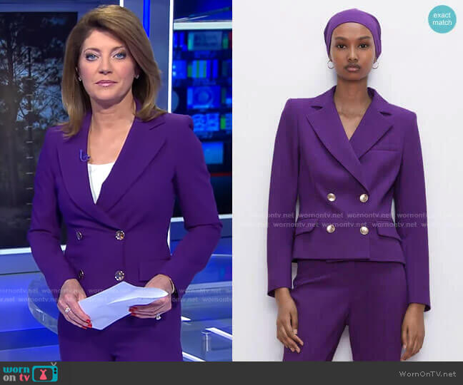 Zara Mini Flare Pants worn by Norah O'Donnell on CBS Evening News