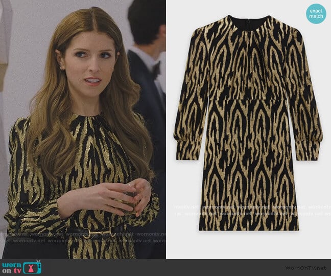 Celine Metallic Zebra Stripe Mini Dress worn by Darby (Anna Kendrick) on Love Life