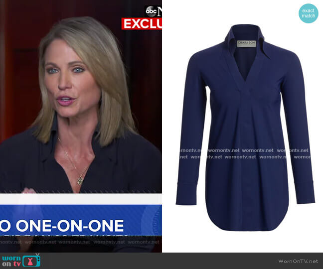 Chiara Boni La Petite Robe Atena Longline Blouse worn by Amy Robach on Good Morning America