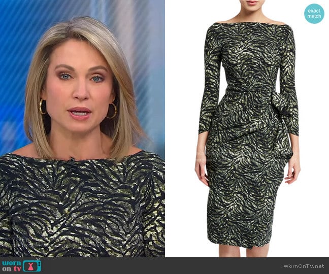 Chiara Boni La Petite Robe Zelma Side-Shirred Printed Dress worn by Amy Robach on Good Morning America