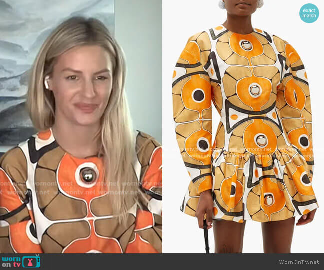 Christopher Kane Dome-Embellished Molecule-Print Cotton Mini Dress worn by Morgan Stewart on E! News