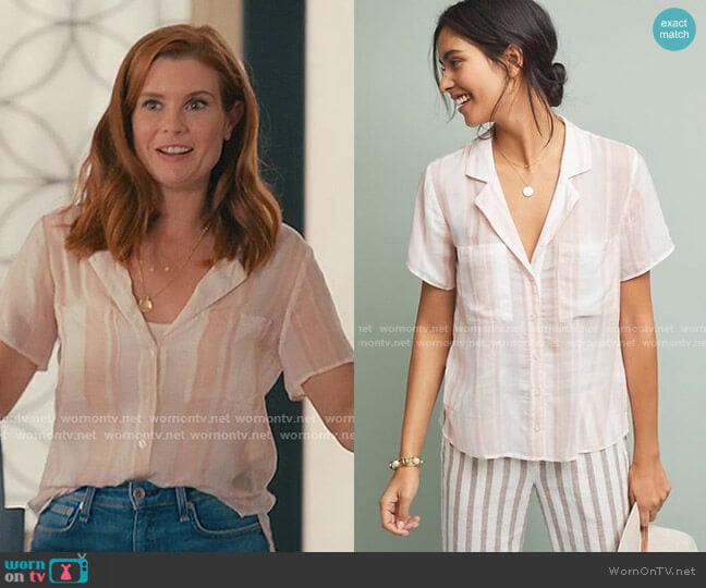 Cloth & Stone Dana Buttondown Top worn by Maddie Townsend (JoAnna Garcia Swisher) on Sweet Magnolias