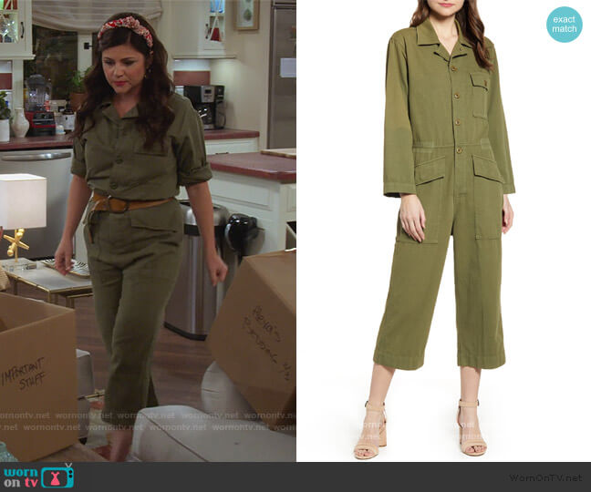 Current/Elliott The Richland Cotton & Linen Jumpsuit worn by Lori Mendoza (Tiffani Thiessen) on Alexa & Katie
