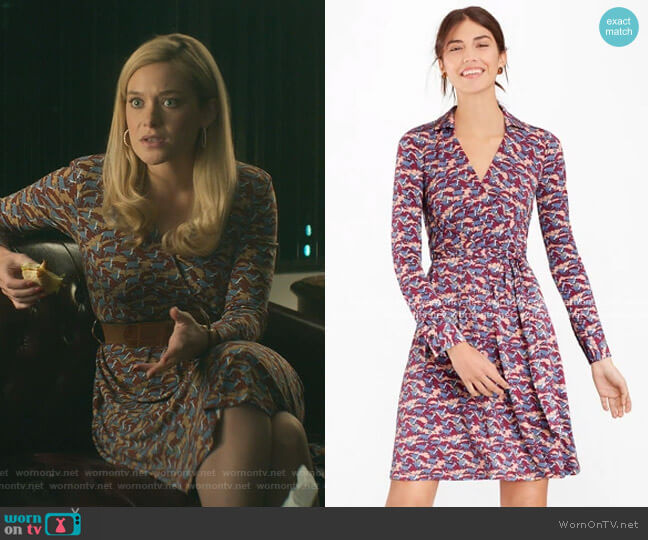 Brooks Brothers Deer-Print Jersey Faux Wrap Dress