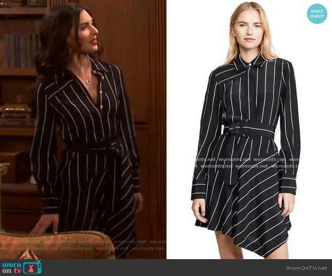 Derek Lam 10 Crosby Belted Asymmetric Shirtdress worn by Gabi Hernandez (Camila Banus) on Days of our Lives