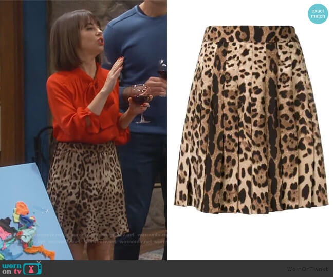 Dolce & Gabbana Leopard Print Mini Skirt worn by Elizabeth (Natasha Leggero) on Broke