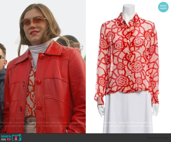 Dries Van Noten Printed Mesh Top worn by McAfee (Laura Dreyfuss) on The Politician