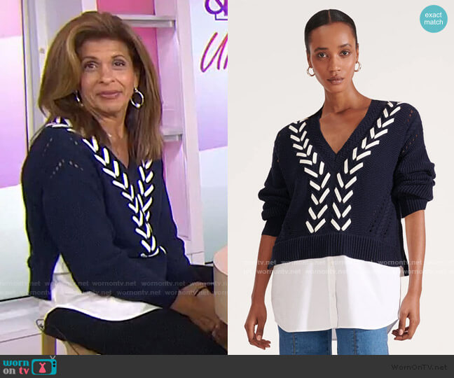 Veronica Beard Edwin Mixed-Media Sweater worn by Hoda Kotb on Today