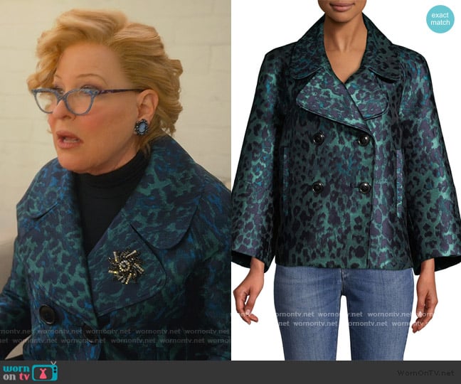 Elie Tahari Edna Leopard-Print Lacquard Jacket worn by Hadassah Gold (Bette Midler) on The Politician