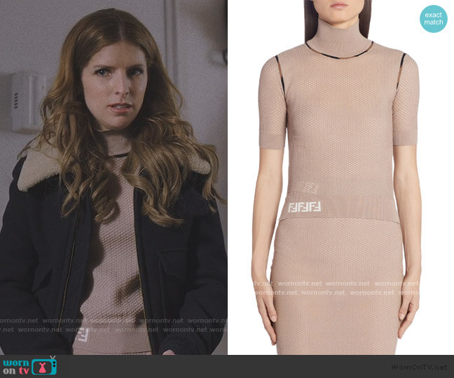 Fendi Short Sleeve Mesh Turtleneck Sweater worn by Darby (Anna Kendrick) on Love Life