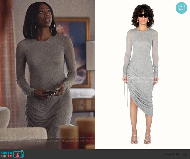 Fendi Gray Ruched Dress worn by Molly Carter (Yvonne Orji) on Insecure