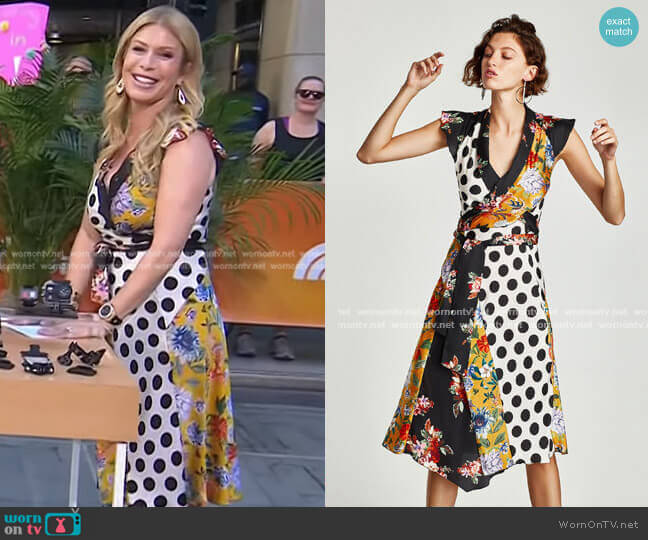Zara Floral and Polka Dot Patchwork Dress worn by Jill Martin on Today