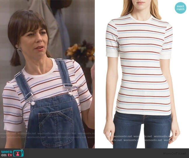 Frame 70s Stripe Fitted Tee worn by Elizabeth (Natasha Leggero) on Broke